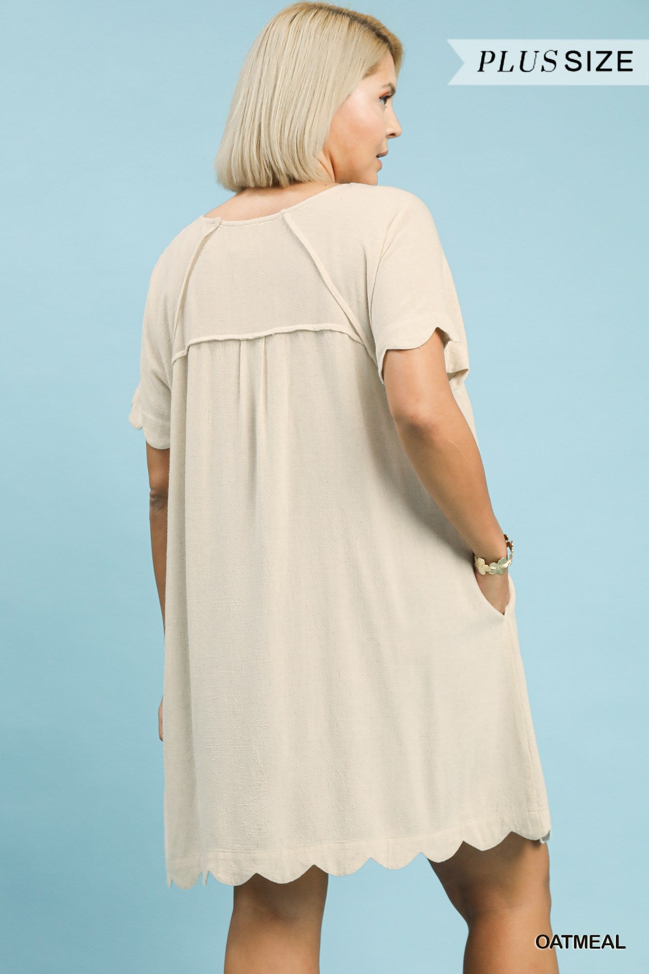 ASHLEY SCALLOP HEM LINEN DRESS