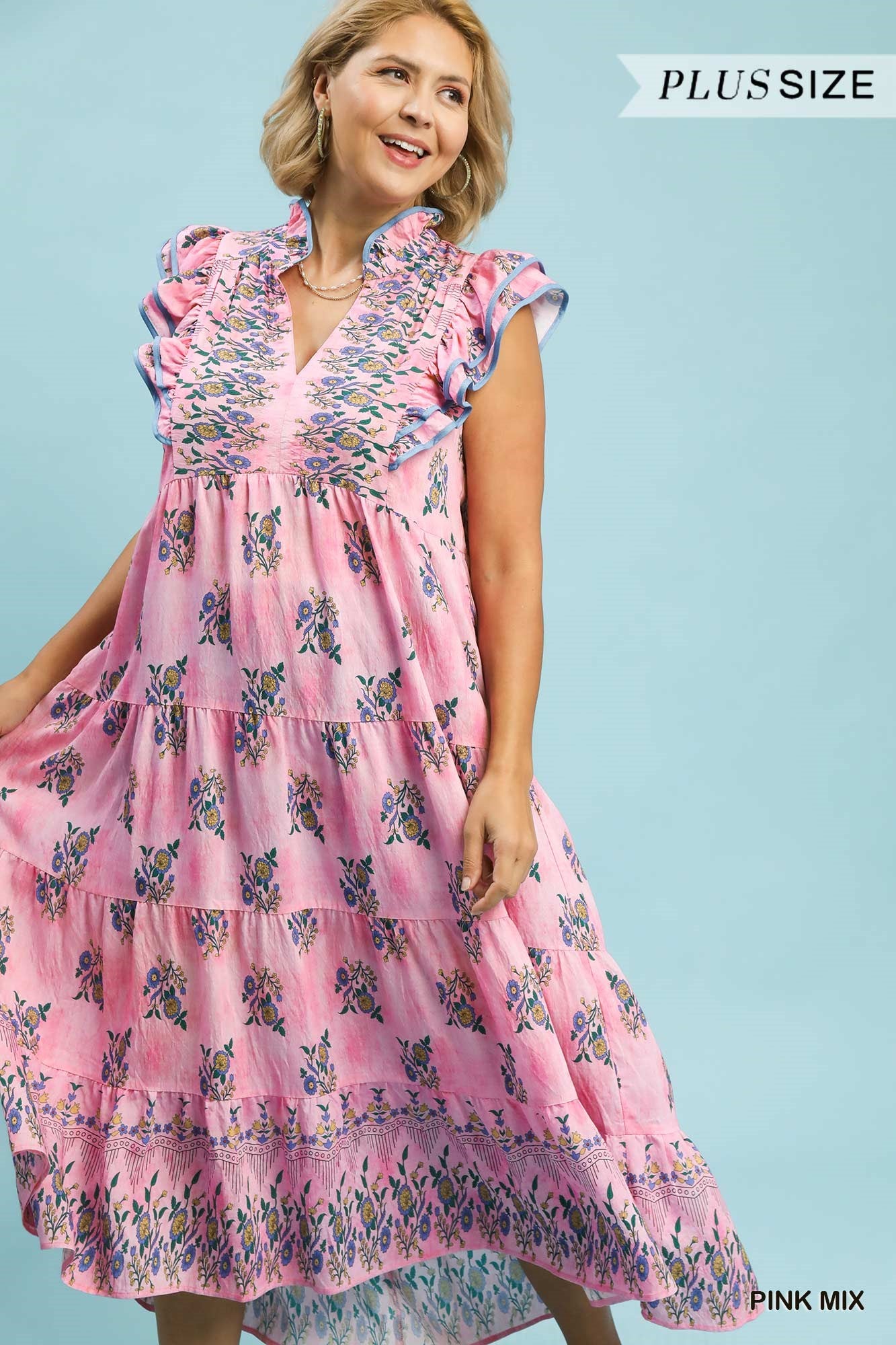 PETUNIA FLORAL TIERED MIDI DRESS