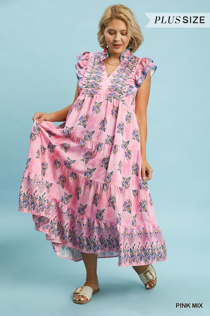 PETUNIA FLORAL TIERED MIDI DRESS