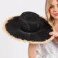JACKIE FRAYED EDGE FLOPPY STRAW SUN HAT
