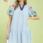 JACKIE  EMBROIDERED SLEEVE DRESS