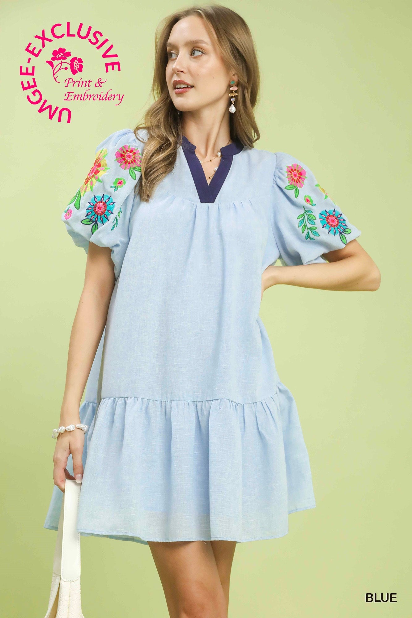 JACKIE  EMBROIDERED SLEEVE DRESS