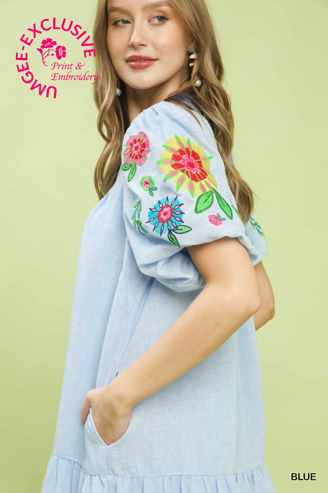 JACKIE  EMBROIDERED SLEEVE DRESS
