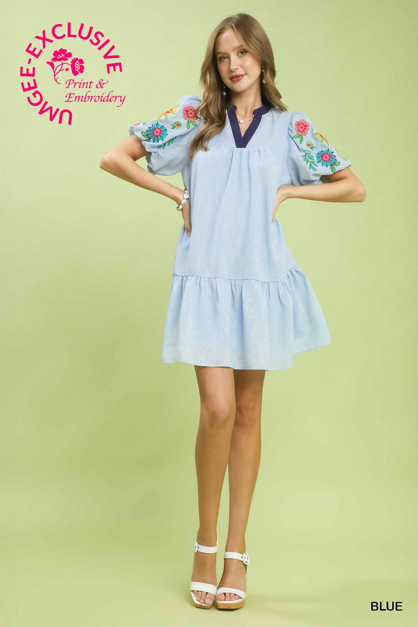 JACKIE  EMBROIDERED SLEEVE DRESS
