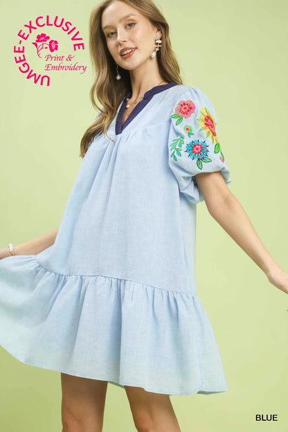 JACKIE  EMBROIDERED SLEEVE DRESS