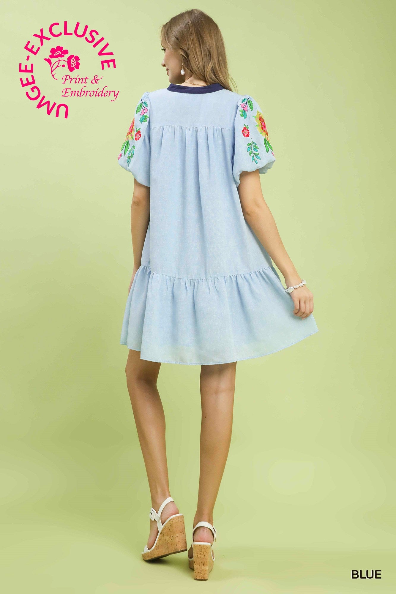 JACKIE  EMBROIDERED SLEEVE DRESS