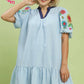 BETH FLORAL SLEEVE LINEN DRESS