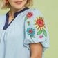 BETH FLORAL SLEEVE LINEN DRESS