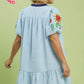 BETH FLORAL SLEEVE LINEN DRESS