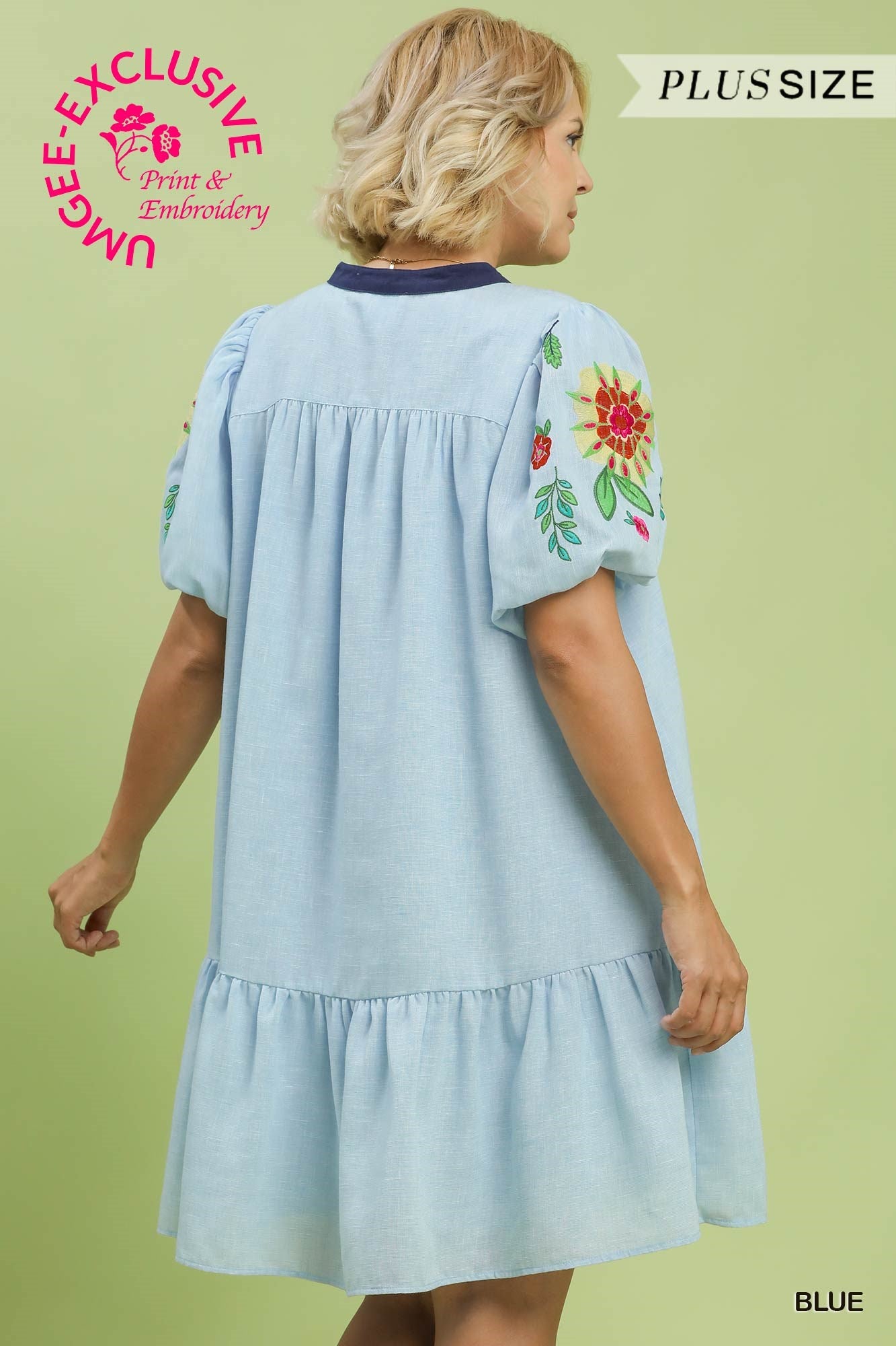 BETH FLORAL SLEEVE LINEN DRESS