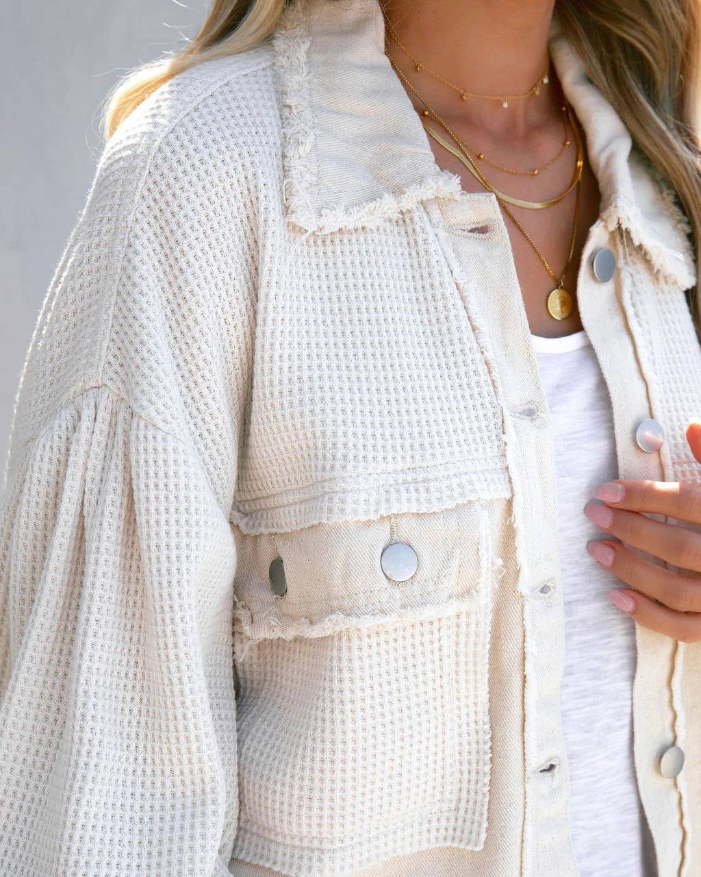 PATCHWORK WAFFLE COAT