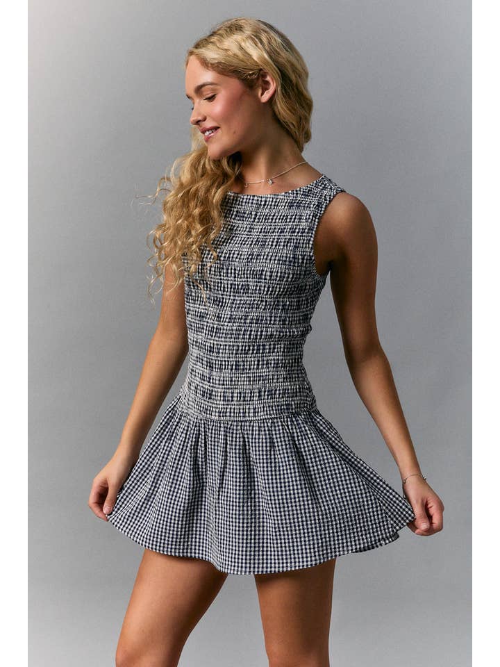 GINGHAM SMOCKED ROMPER