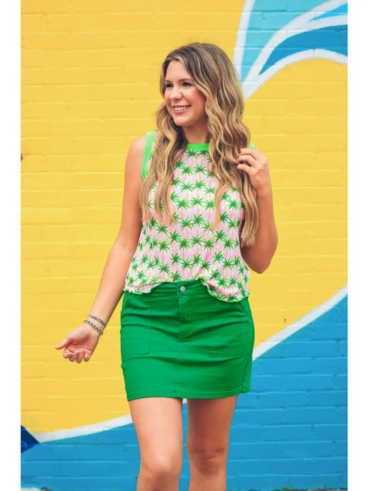 HEATWAVE RIBBED TANK TOP - PALM CRUSH