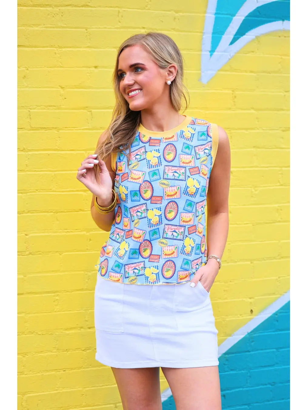HEATWAVE RIBBED TANK TOP - CITRUS ESCAPE