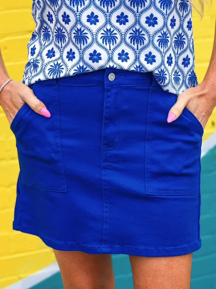 SADIE CARGO SKIRT - ROYAL BLUE