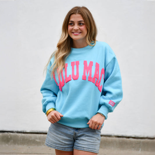 LULU MAC BLUE/HOT PINK PUFF SWEATSHIRT