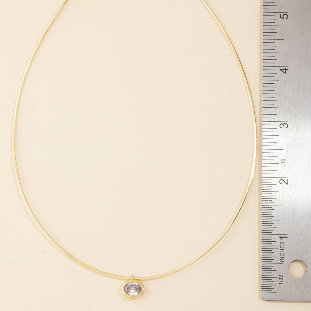 OVAL BEZEL PENDANT OMEGA NECKLACE