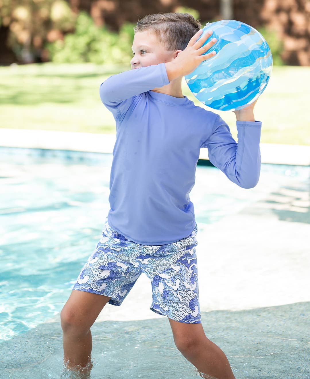 BOYS OCEAN CAMO SWIM TRUNKS