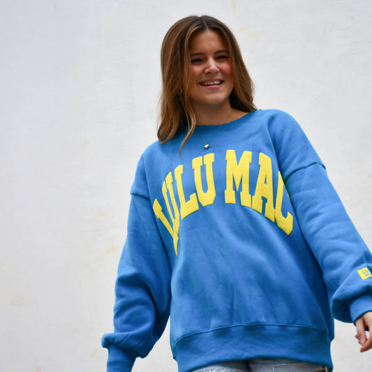LULU MAC CYAN/YELLOW PUFF SWEATSHIRT