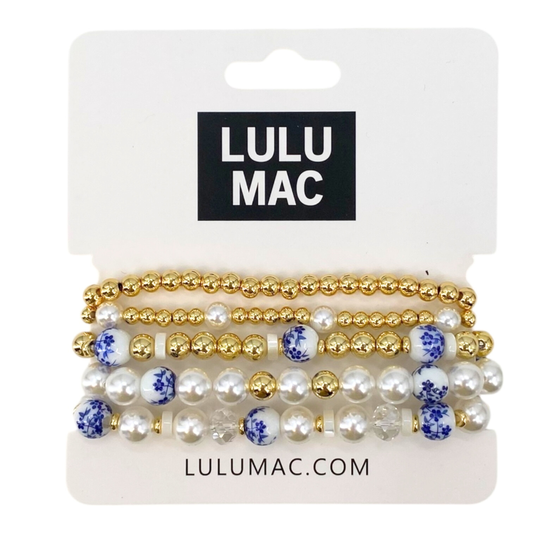 LULU MAC FLORAL BEADED BRACELET STACK