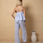 SKY BLUE LINES COTTON PANTS