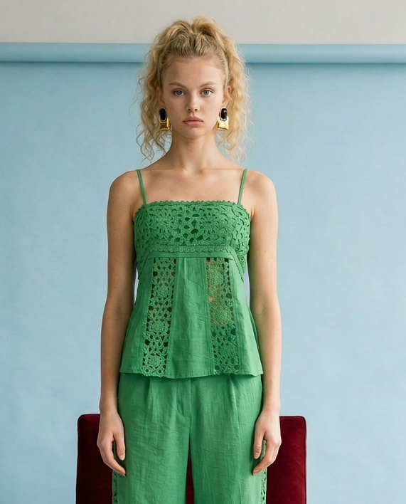 JASMINE CROCHET DETAIL SLEEVELESS TOP