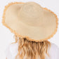 JACKIE FRAYED EDGE FLOPPY STRAW SUN HAT