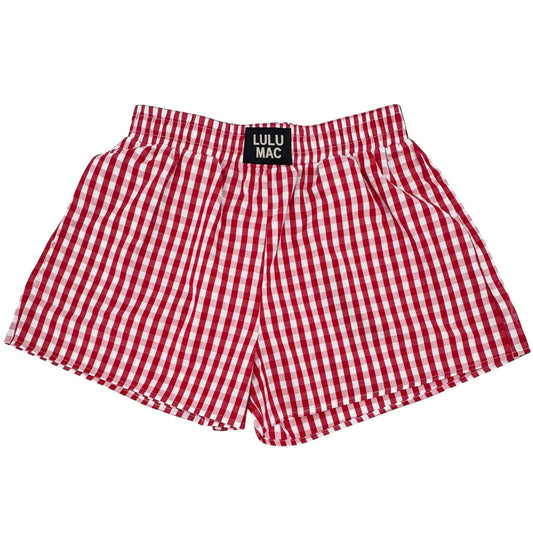 LULU MAC RED GINGHAM BOXER SHORTS