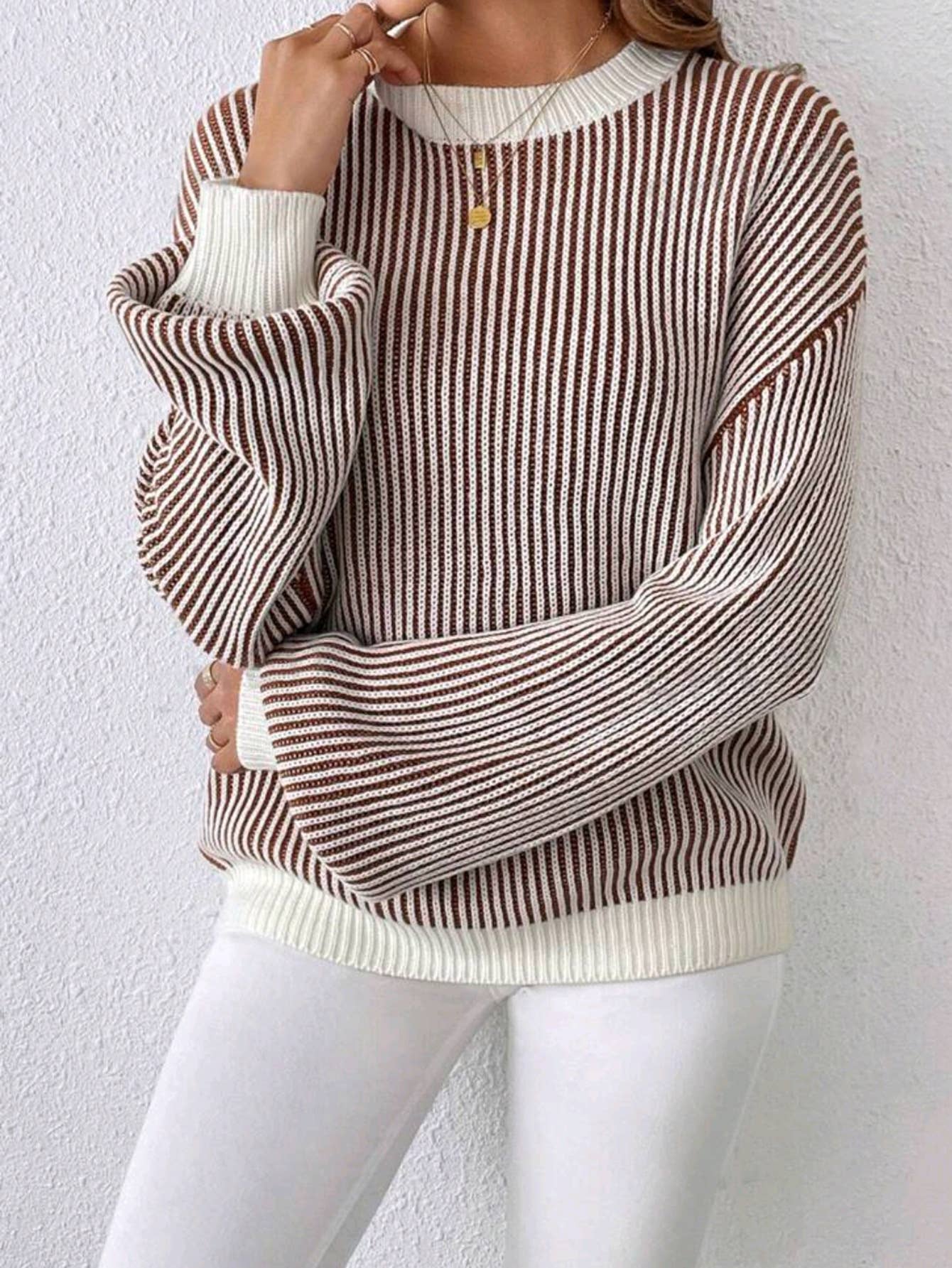 BALLOON SLEEVE RIBBED KNIT SWEATER