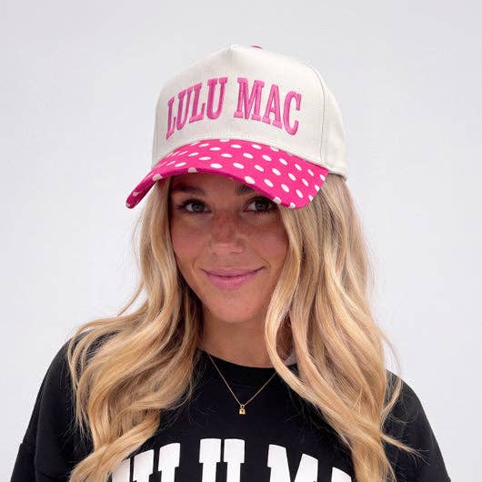 LULU MAC HOT PINK/WHITE POLKA DOT CAP