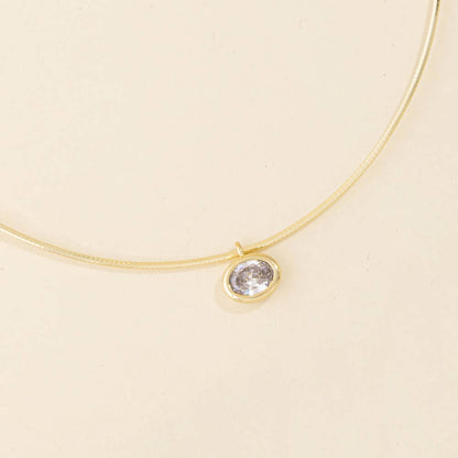 OVAL BEZEL PENDANT OMEGA NECKLACE