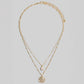 COIN AND OVAL CHARM LAYERED CHAIN NECKLACE