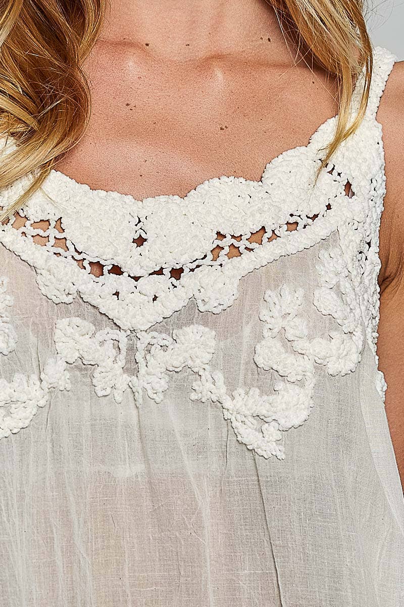 CROCHET CHENILLE TANK  TOP