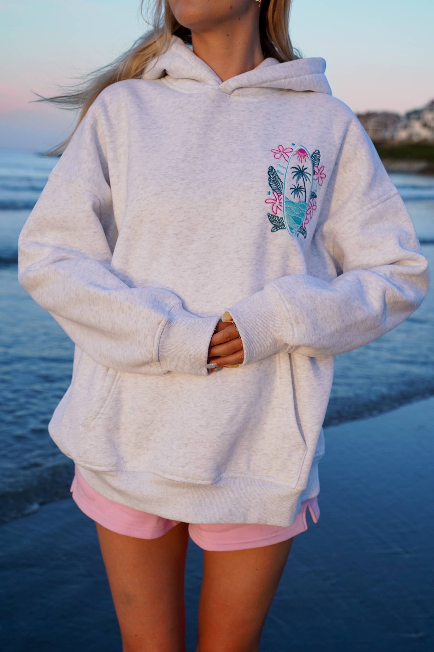 SURFING THE WAVES EMBROIDERED HOODIE