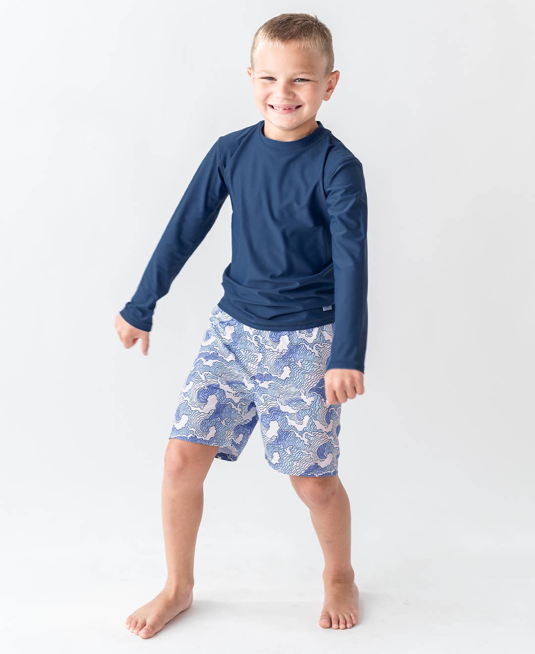 BOYS OCEAN CAMO SWIM TRUNKS