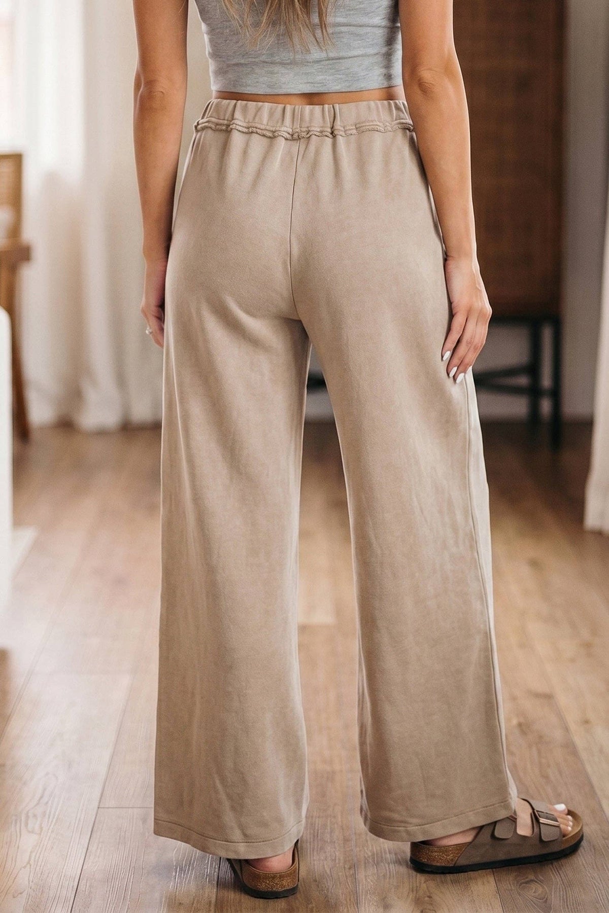 Ashleigh  Mineral Wash Drawstring Retro High Waist Wide Leg