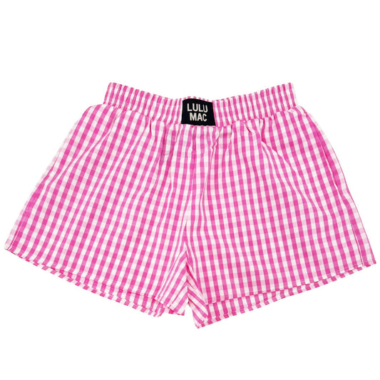 LULU MAC PINK GINGHAM BOXER SHORTS