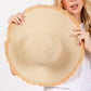 JACKIE FRAYED EDGE FLOPPY STRAW SUN HAT