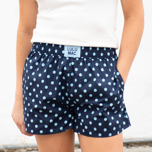 LULU MAC NAVY/LIGHT BLUE POLKA DOT BOXER SHORTS