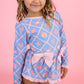 GIRLS TROPICAL TRELLIS PEPLUM RASH GUARD SWIMSUIT