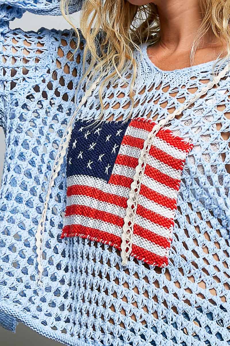 AMERICAN FLAG HOODIE SWEATER TOP