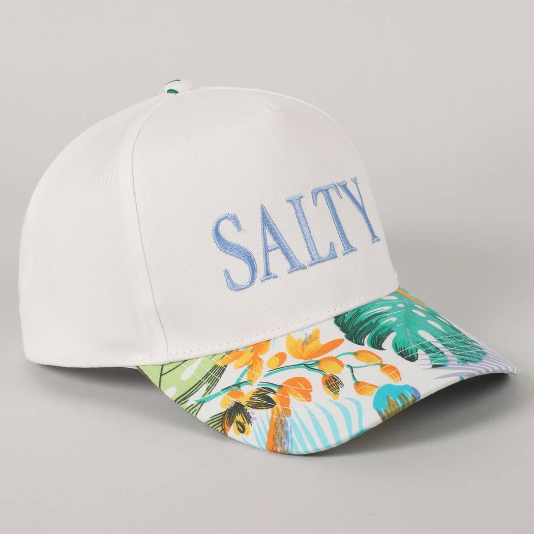 Salty Lettering Embroidery Floral Two-Tone Hat