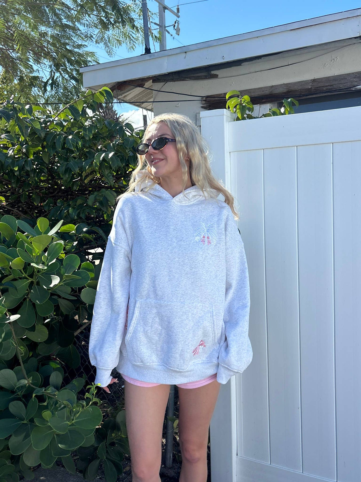 TROPICAL PALMS EMBROIDERED HOODIE