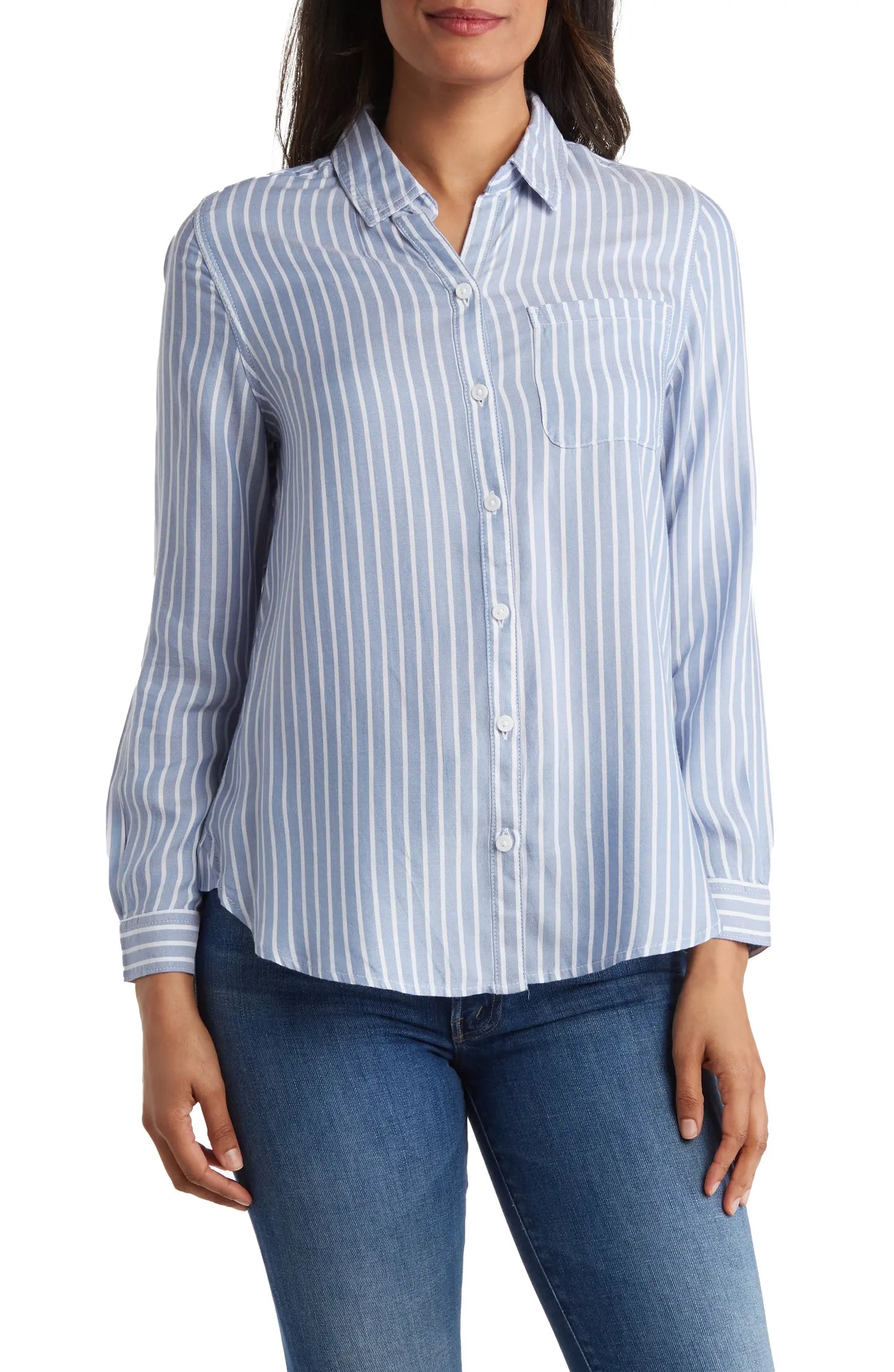 ALESSIA LS LINEN BUTTON DOWN TOP