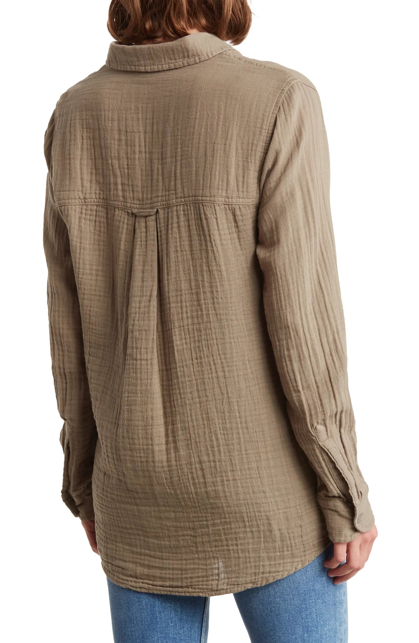 ALESSIA LS LINEN BUTTON DOWN TOP