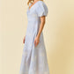 APRIL EMBROIDERED PUFF SLEEVE MIDI DRESS