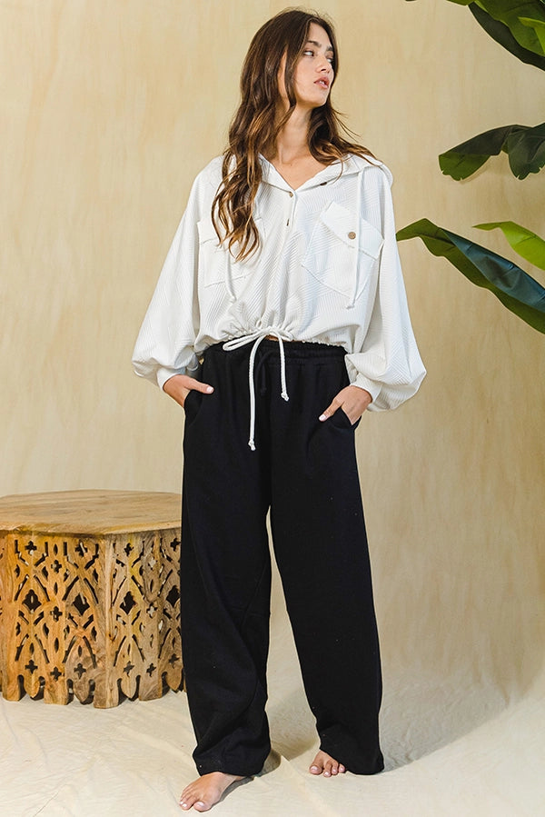 WIDE LEG DRAWSTRING SWEATPANTS