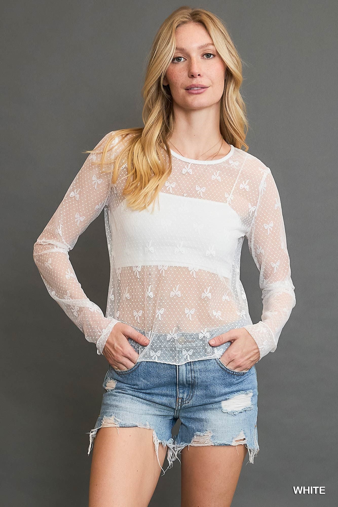 RIBBON PATTERN LACE TOP