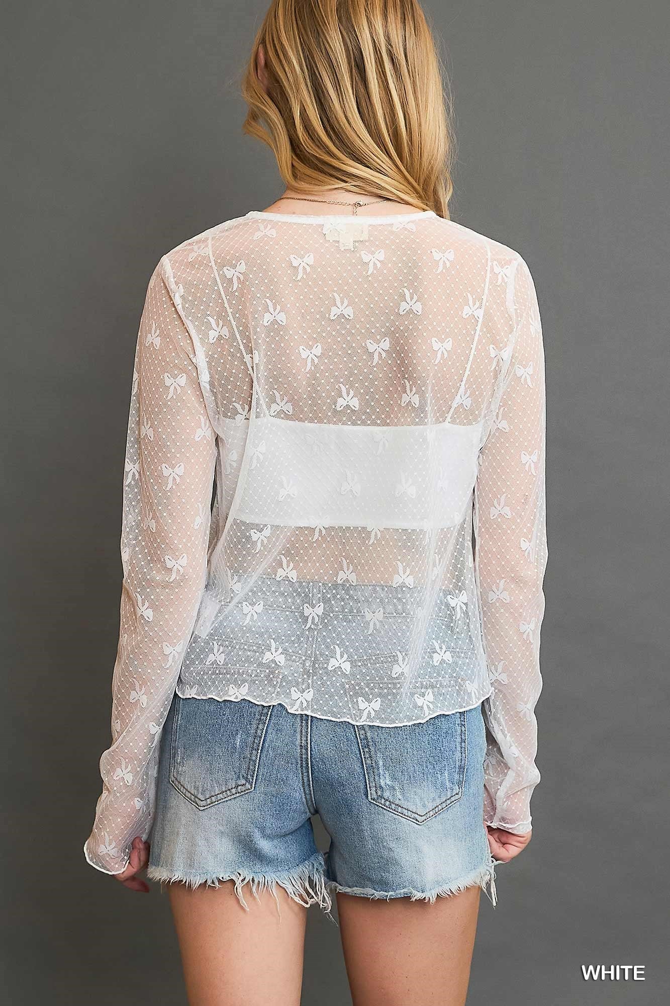 RIBBON PATTERN LACE TOP