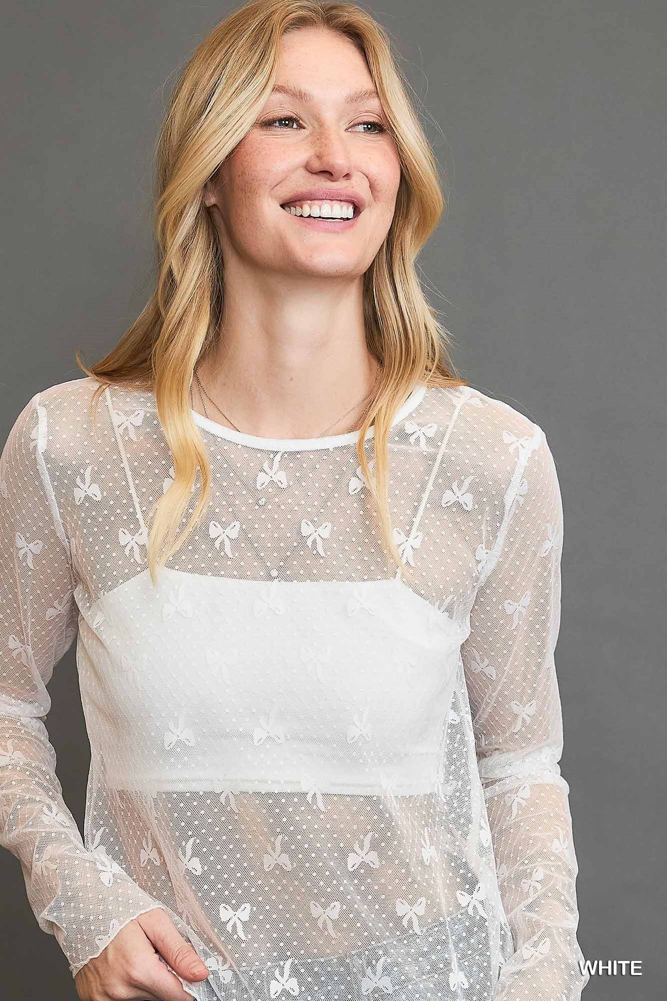 RIBBON PATTERN LACE TOP